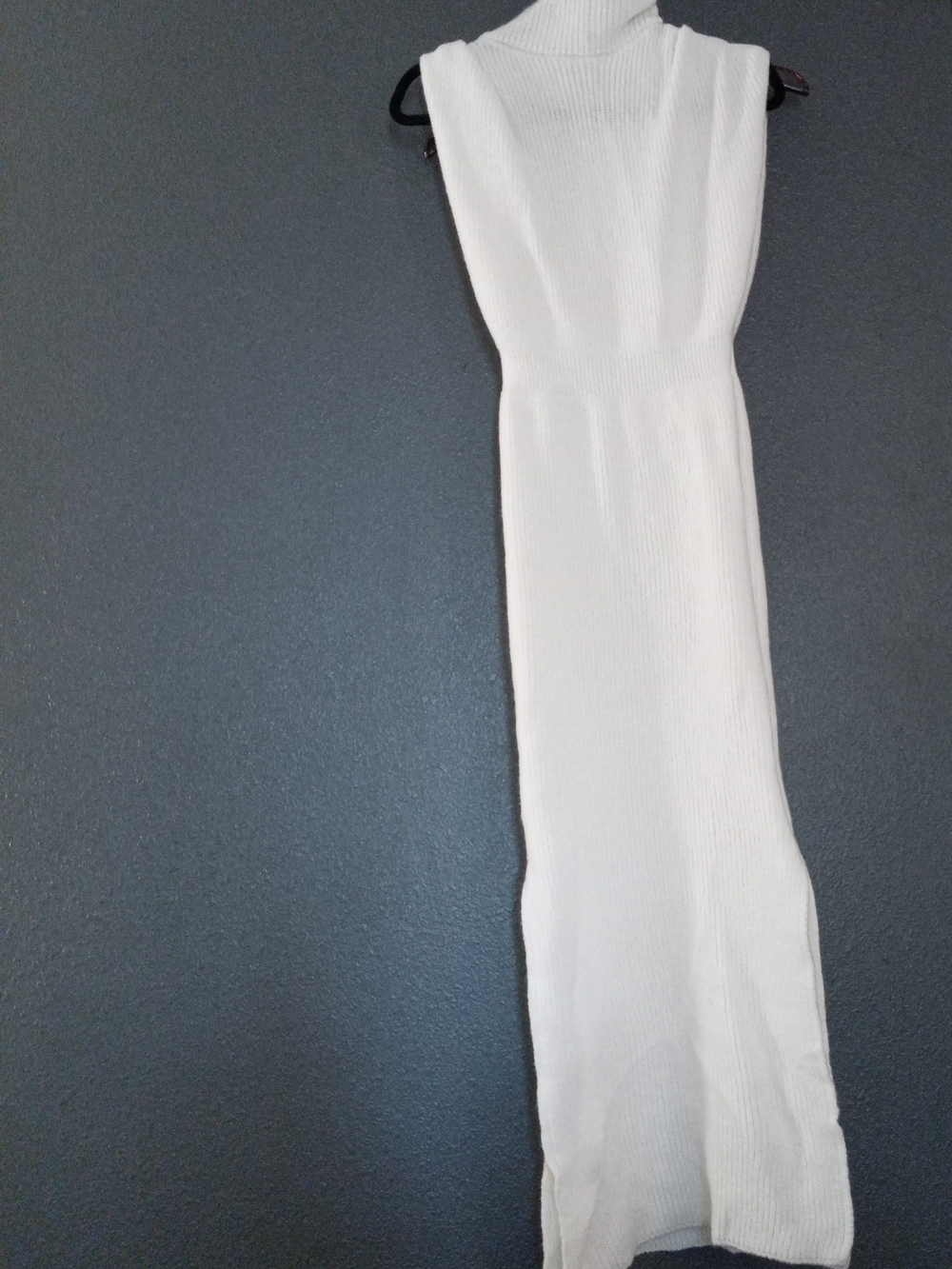 Sleeveless White Knit Maxi Dress